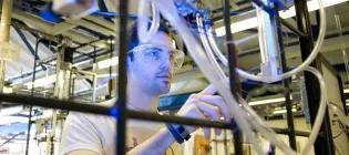 Engineering student at work